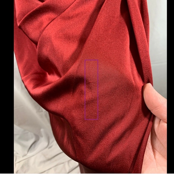 NEW‎ $358 La Femme Surplice Off the Shoulder Gown in Burgundy [SZ 12 ] - Picture 5 of 9